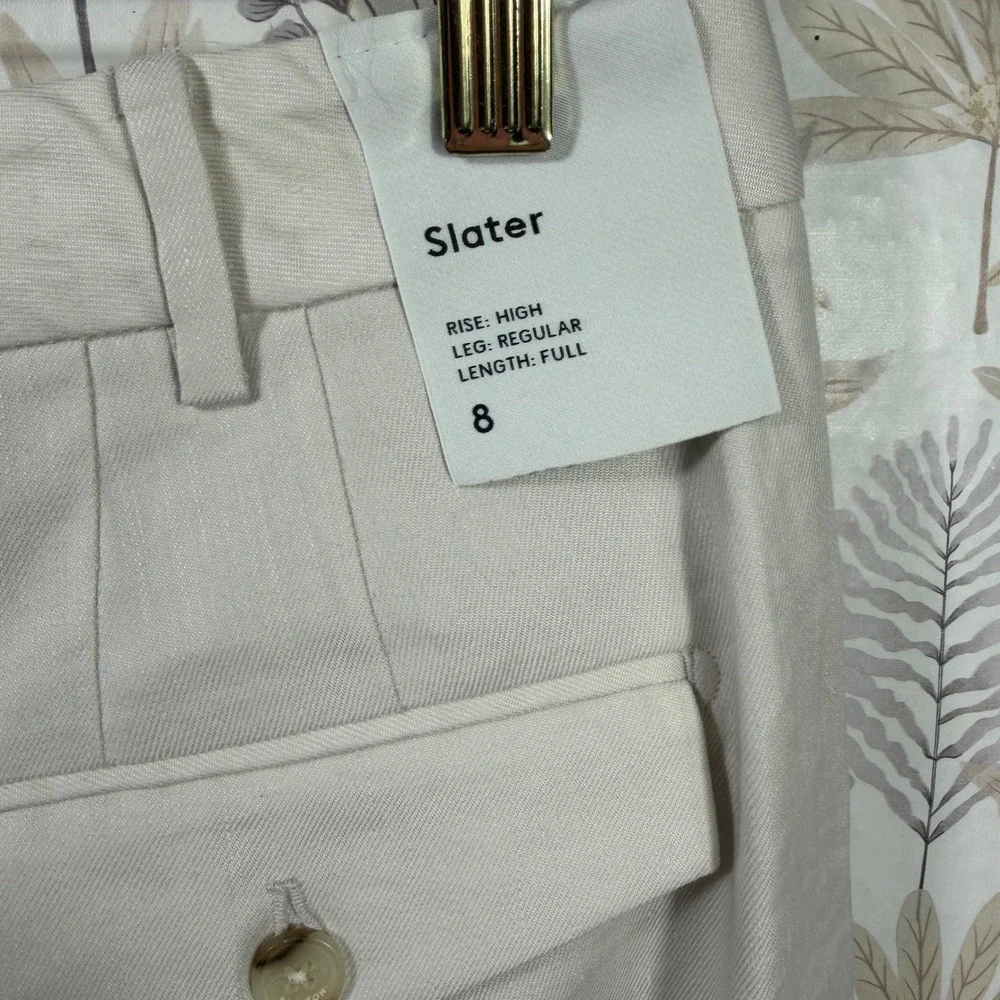 Babaton Aritzia‎ Slater Pant 8 Matte Pearl High Rise Linen TENCEL Trouser NWT